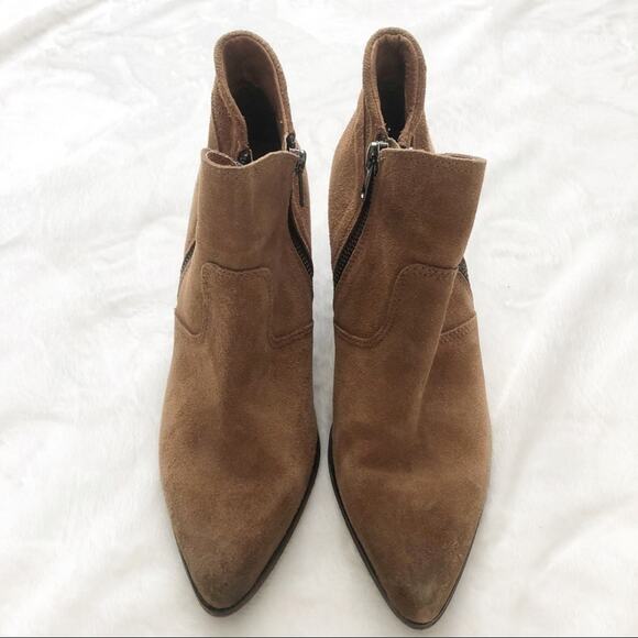 Freebird by Steven brown tan suede ankle boots 7 cowboy western heel - Picture 6 of 13